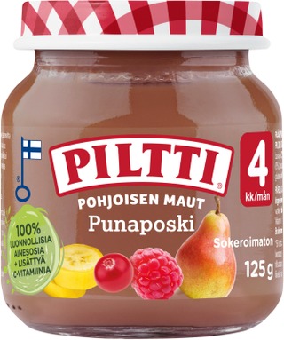 Piltti Nordic flavours pear raspberry banana 125g 4 months 